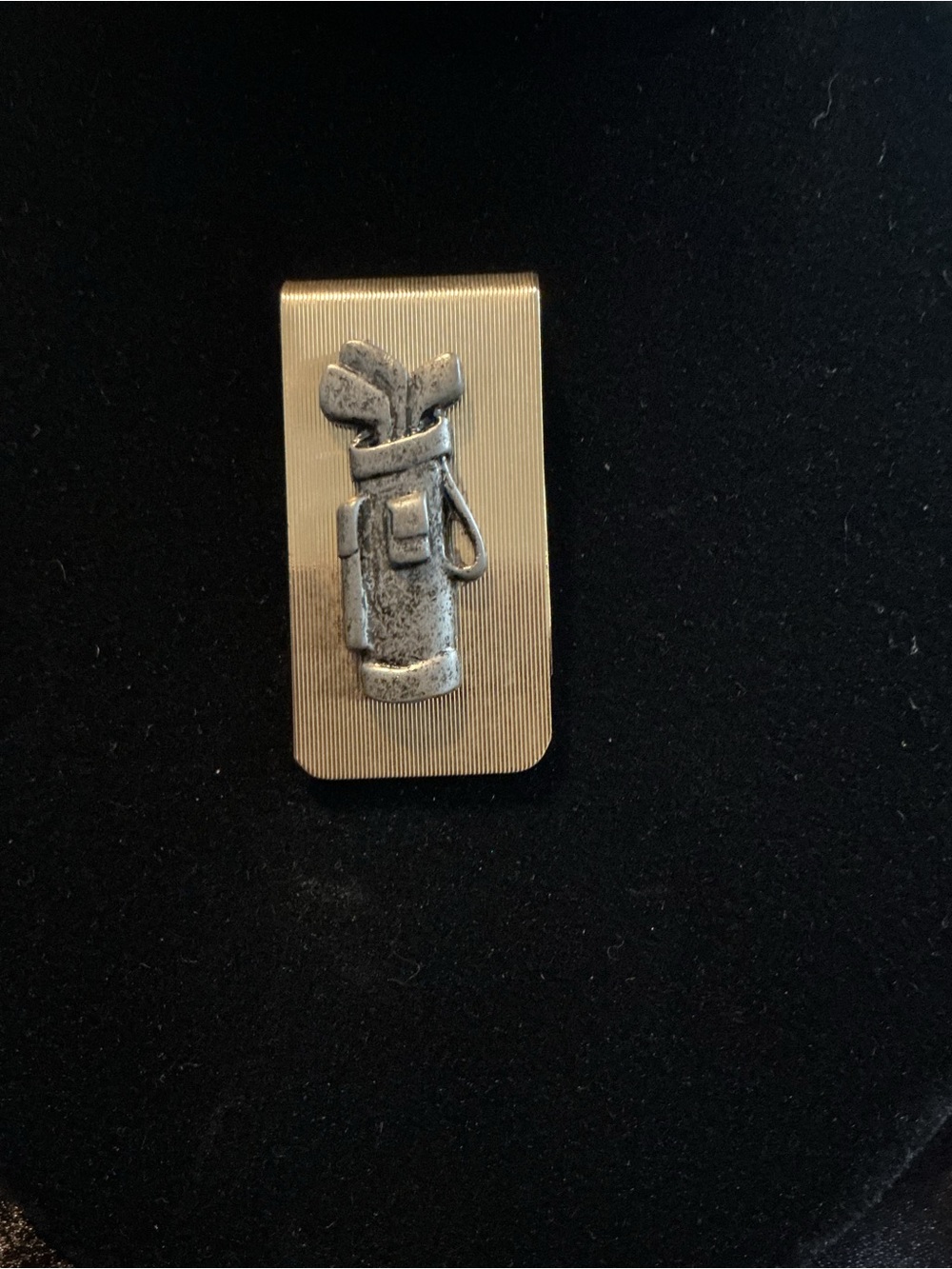 Vintage Danforth Pewter Golf Bag Money Clip with Textured Two-Tone Finish